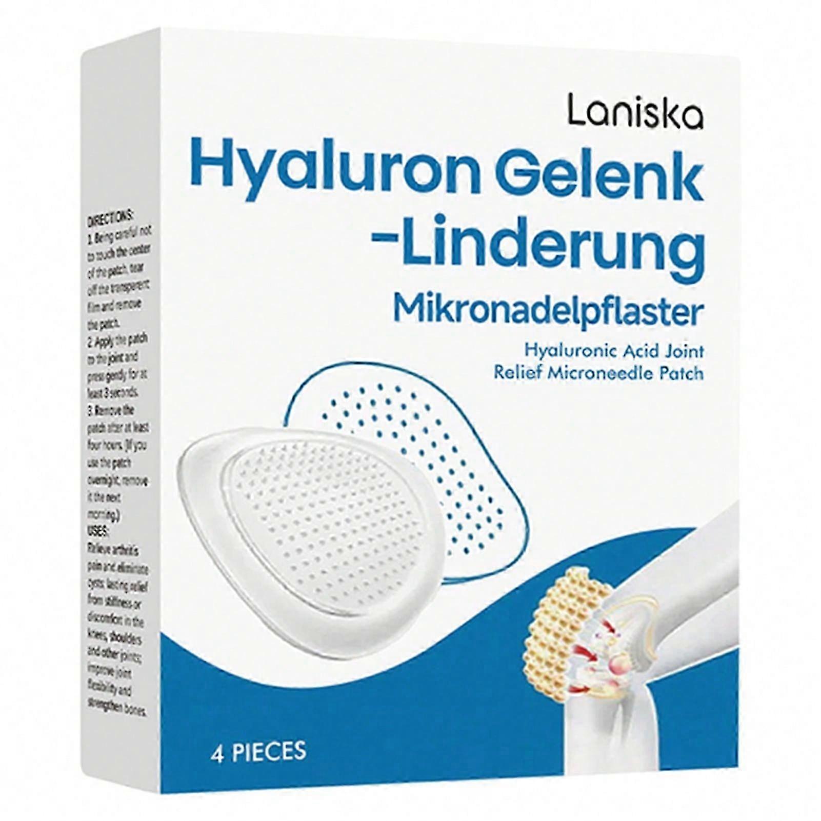 Hyaluron Joint Relief Microneedle Patch - 4pcs Box for Long-Lasting Pain Relief, Lightweight & Flexible for Knees, Shoulders, and Joints