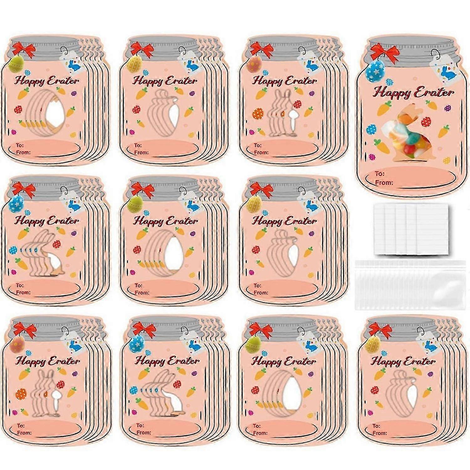 48PCS Happy Easter Note Cards Bottle Shape Holiday Easter Cards Funny Retro Spring Note Card Easter Eggs Greeting Cards