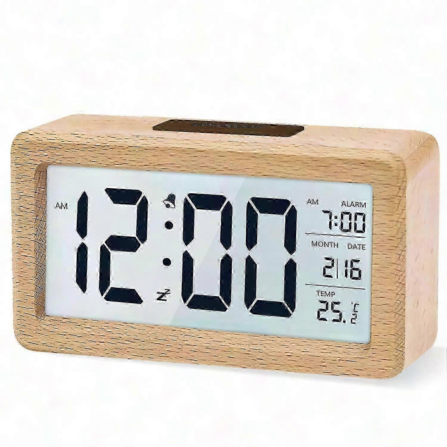 Silent Digital Clock with Temperature and Snooze Feature, Non-Ticking Display Edition 0915