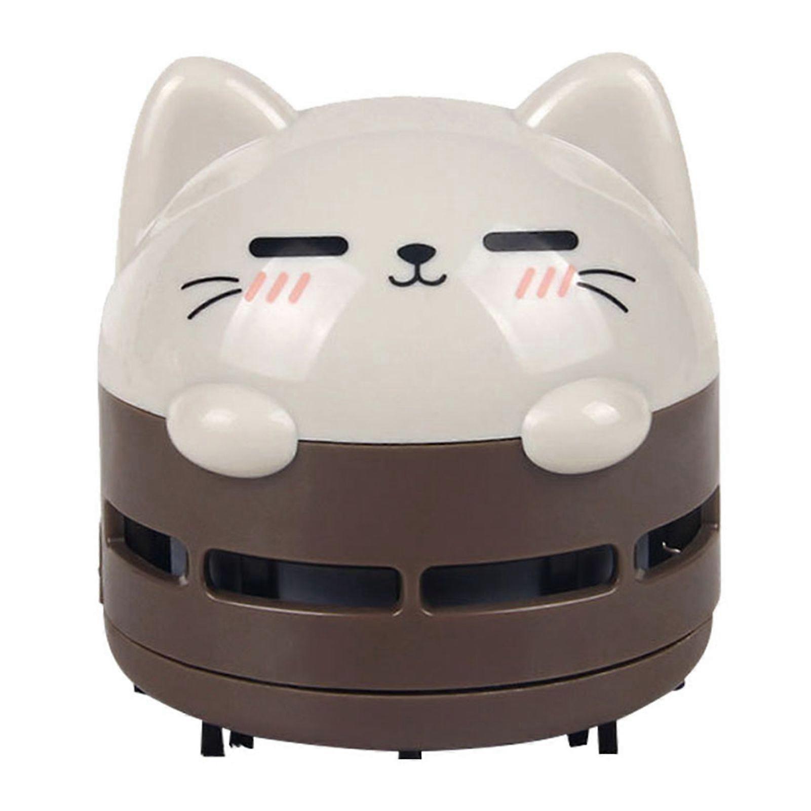 Desktop Vacuum Cleaner for Student Strong Adsorption Power Cordless Desk Vacuum with Detritus Bin Brown