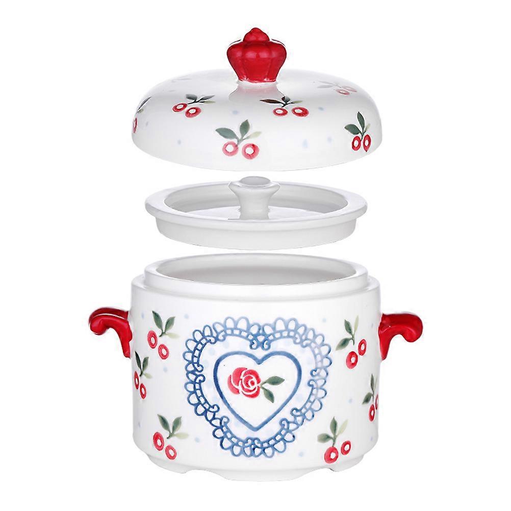 Ceramic Stew Pot for Steaming Food 1Pcs Small Soup Pot with Lid