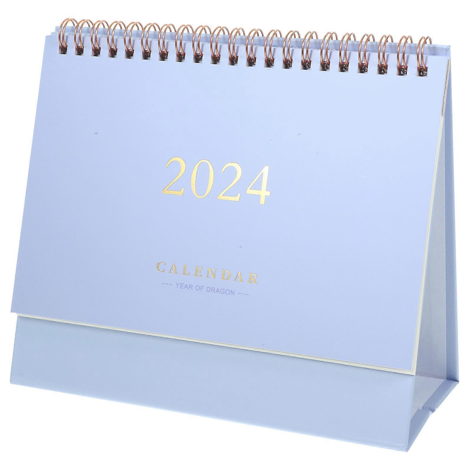 2024 Year Purple Household Desk Calendar Delicate Daily Use Standing Calendar