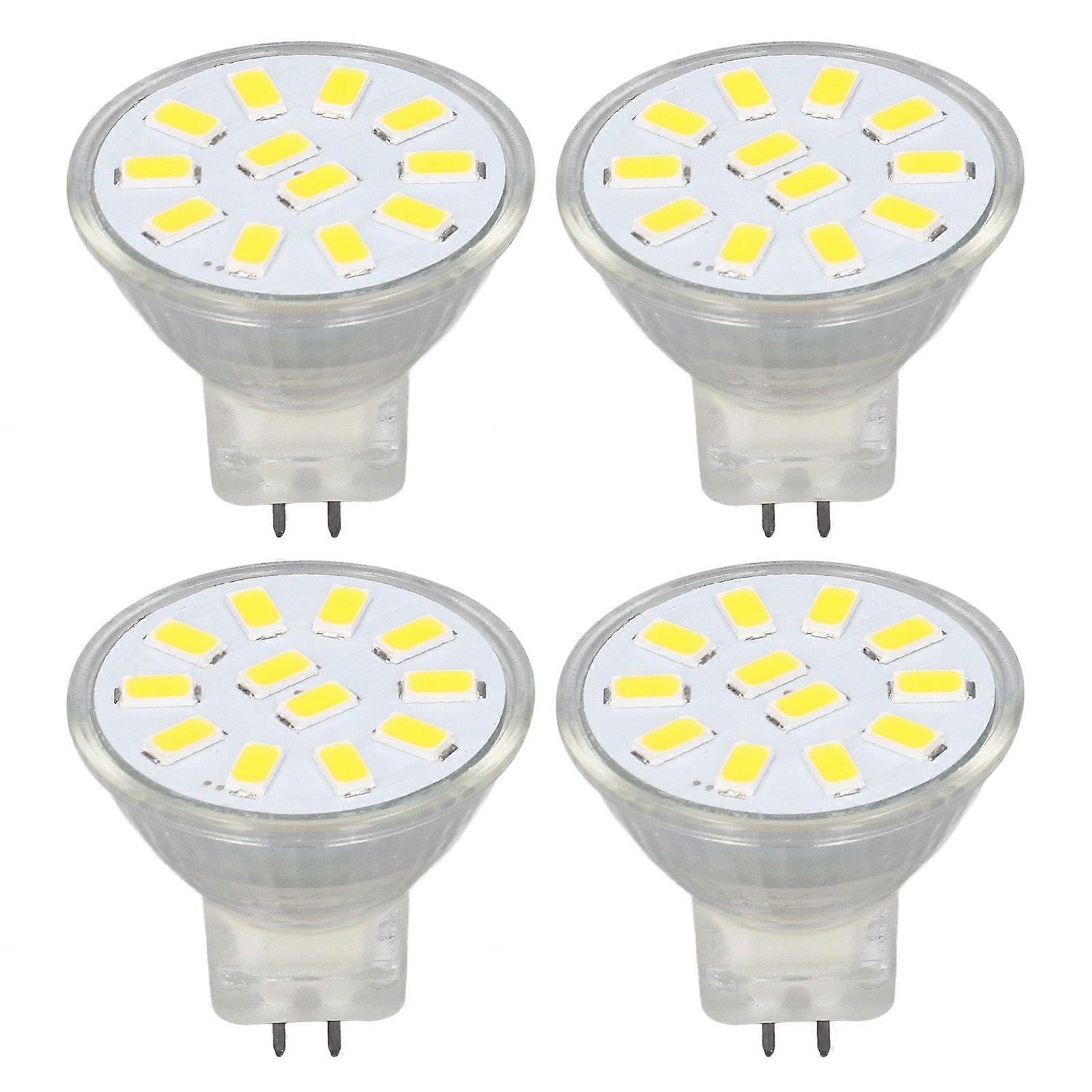 4pcs/set MR11 LED Spot Light Bulb with Dual Needle Base 360 Heat Dissipation 3W 12 LEDs Lamp BulbWarm White