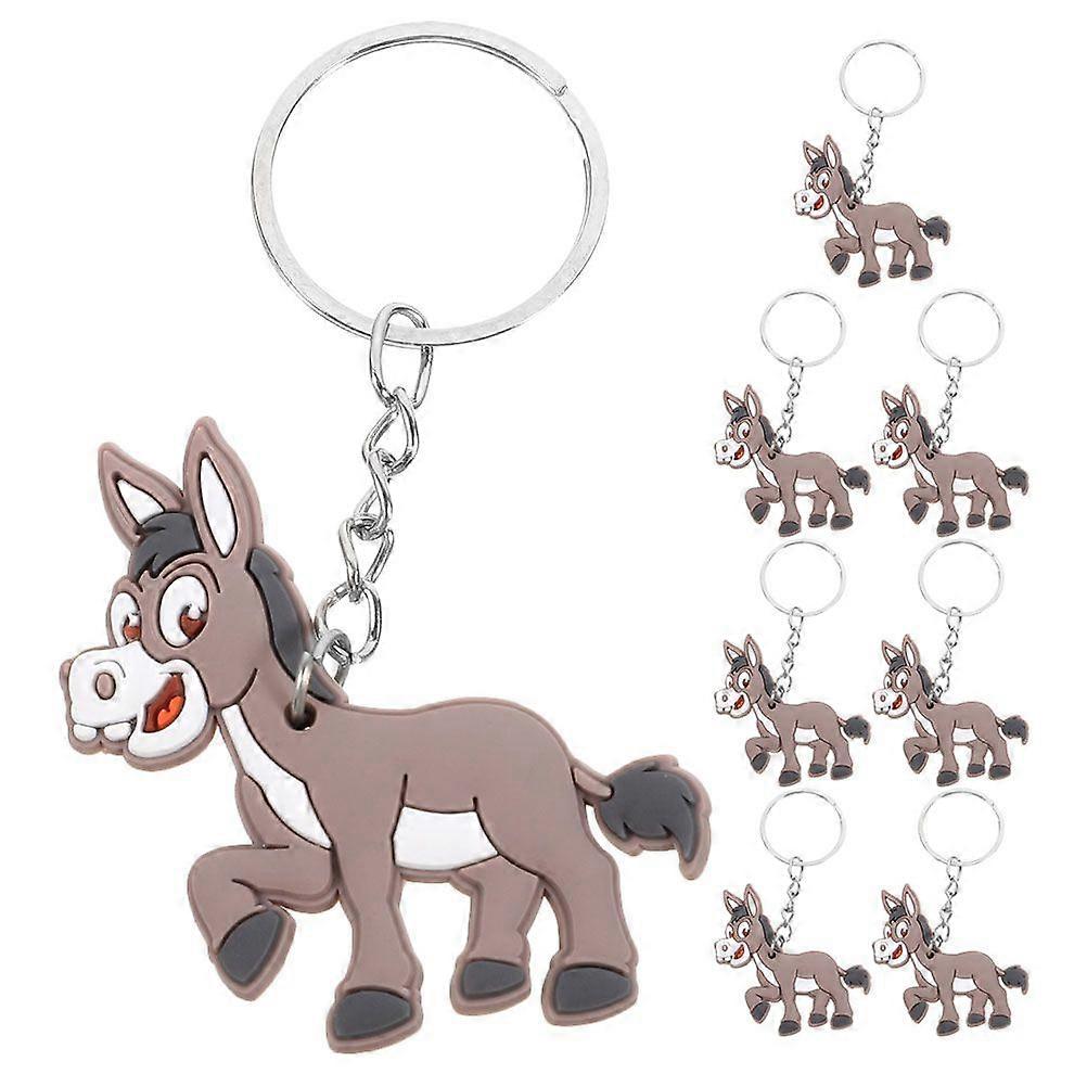 8pcs Donkey Key Chain Pendants Pvc Donkey Keyring Charm Donkey Bag Hanging Ornaments
