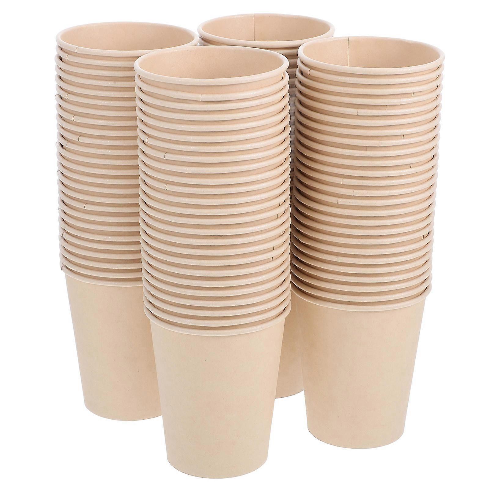 Disposable Paper Drinking Cups for Hot Beverage Use 100Pcs Khaki Party Cups