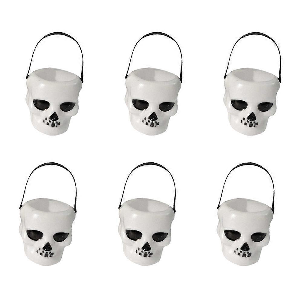 Trick Or Treat Candy Bucket Skull Design to Hold 18Pcs Candy Pails White