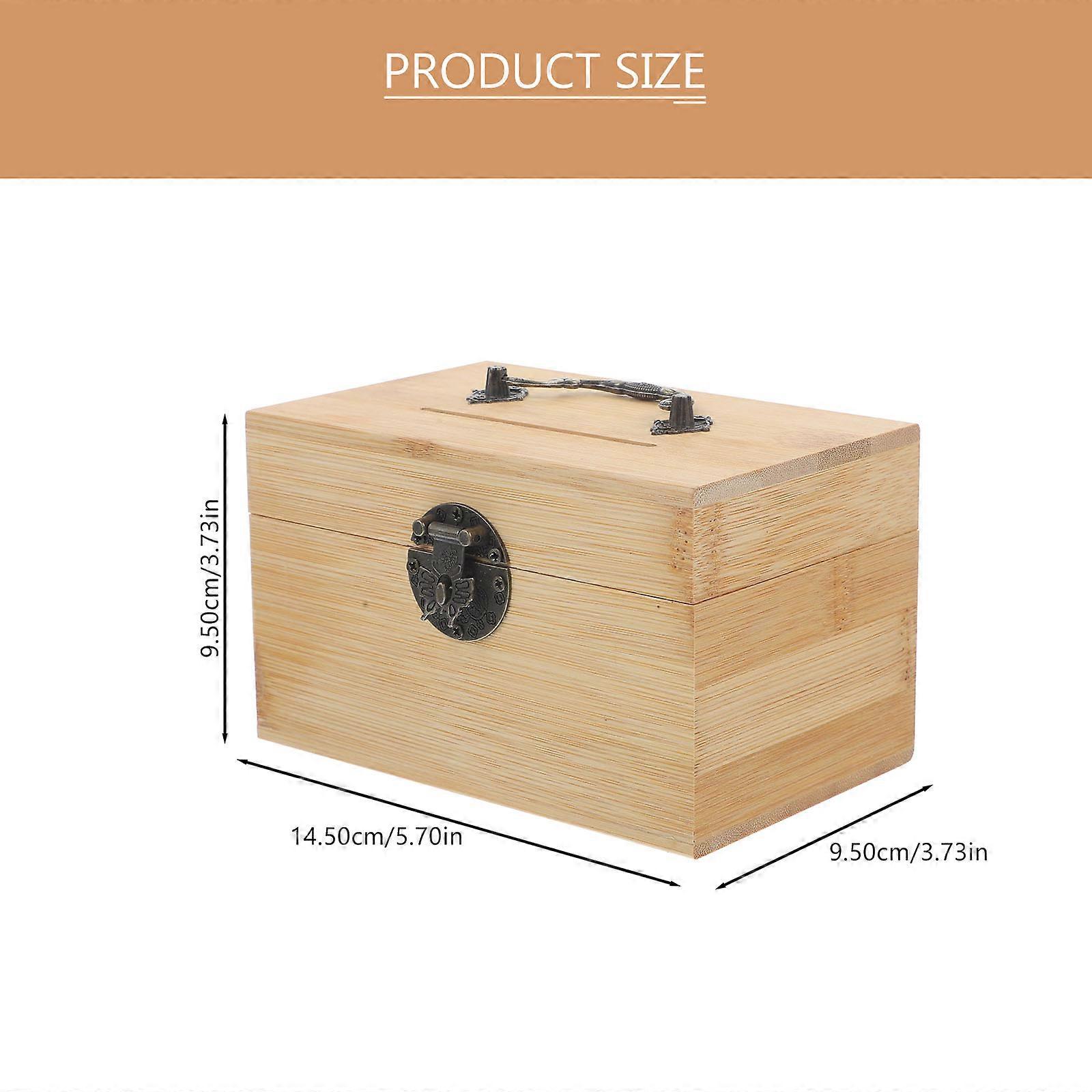 Multi-Functional Bamboo Piggy Bank Sundries Box for Home Use 3Pcs Organizer
