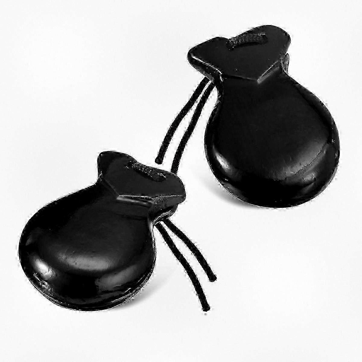 Spanish Wooden Castanets with String for Flamenco and Traditional Hand Percussion (Black)