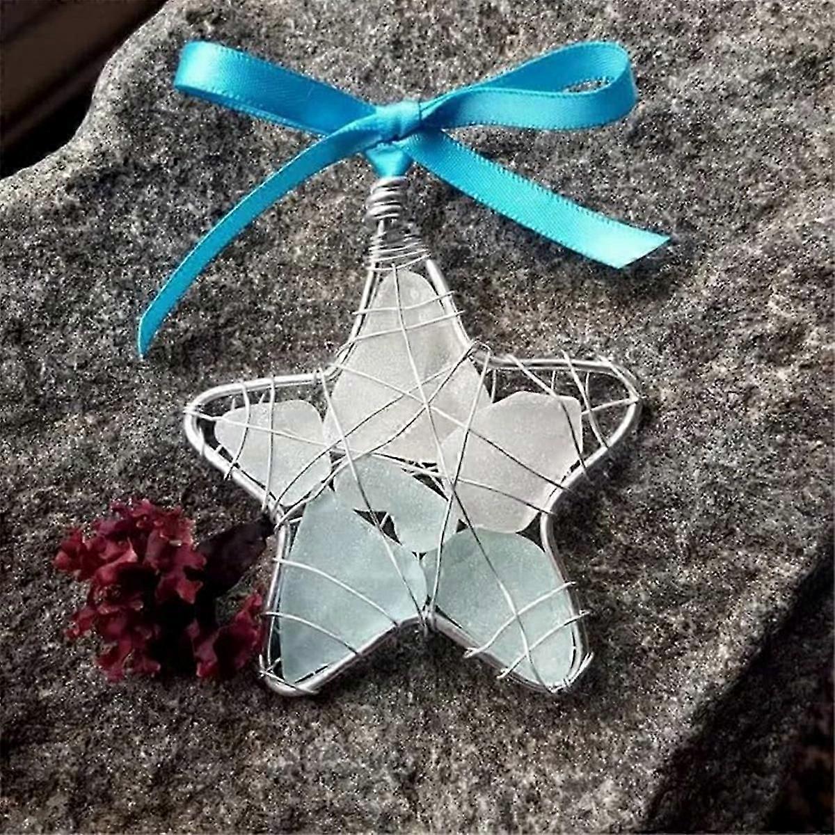 1Pcs Sea Glass Star Gift, Ocean Crystal Christmas Tree Decoration, Handmade Crystal Starfish Decorat