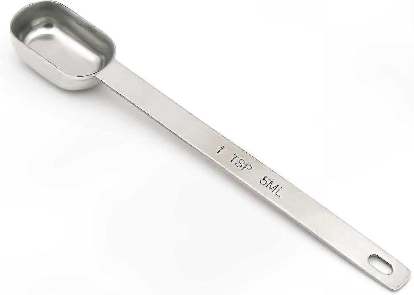 Single Stainless Steel Measuring Spoon, 1 Teaspoon Capacity (5 mL | 5 cc | 1/3 Tablespoon), Long Handle Design for Easy Use