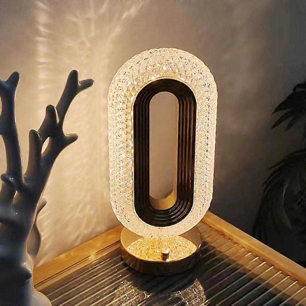 LED Night Light With Touch Control Rechargeable Crystal Bedside Lamp Acrylic Shade Cordless Desk Lamp For Reading Ambient Lighting