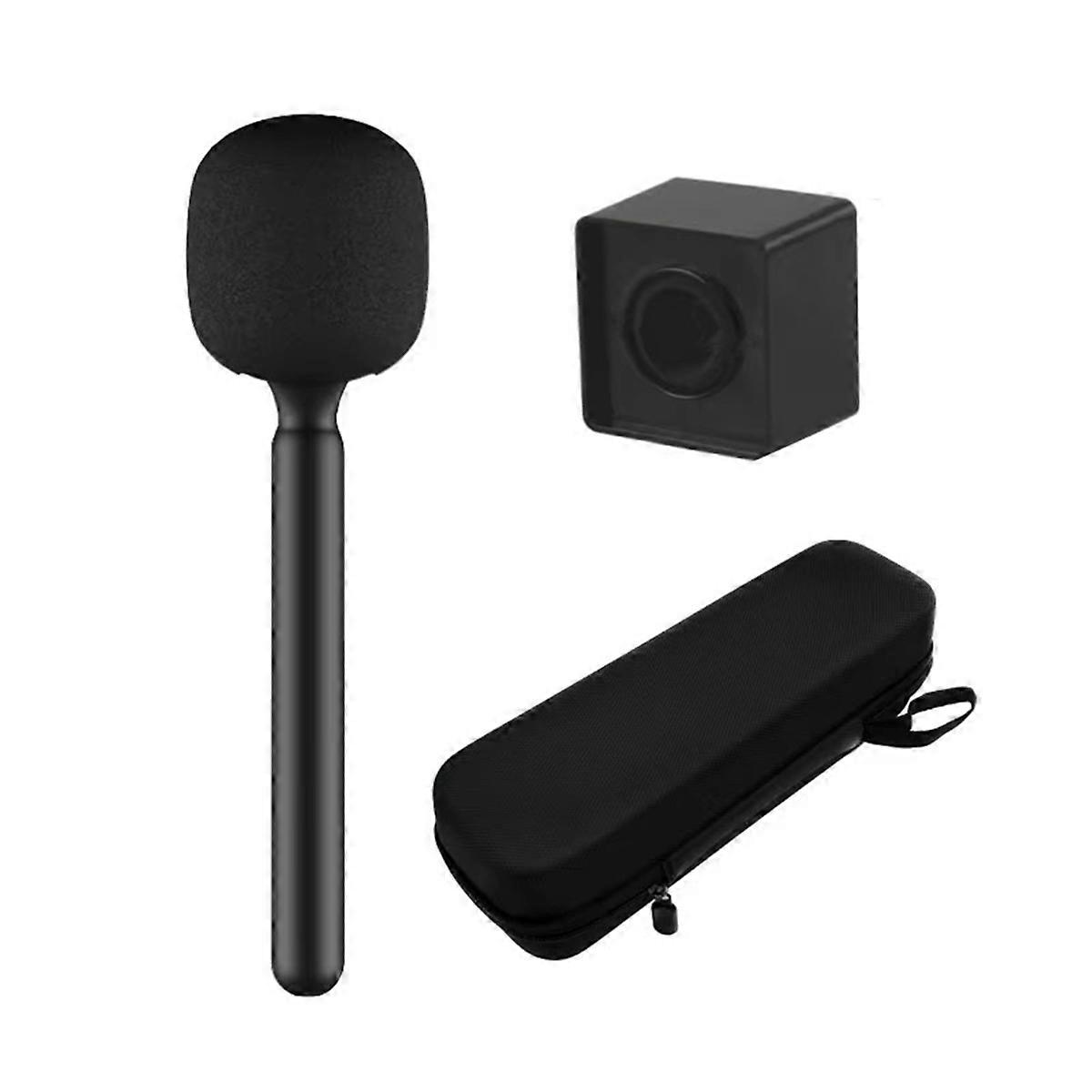Interview Mic Handle Microphone Handheld Stand with Mic Flag and Foam for Mic// Go/