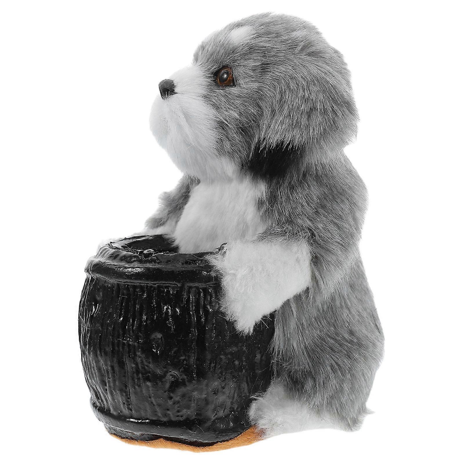 Creative Dog Pen Holder Figurine for Desk Use Grey