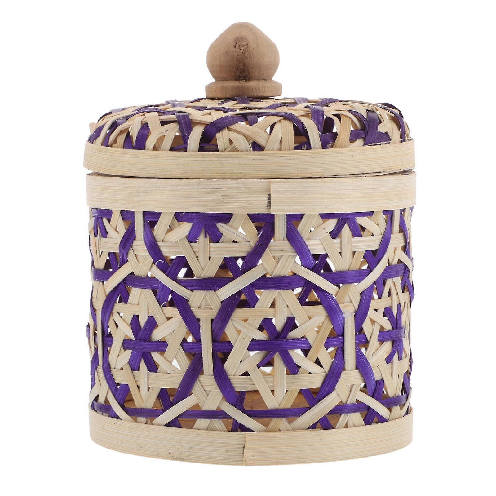 Small Bamboo Tea Jar with Lid for Storage Use 2Pcs Round Storage Jars
