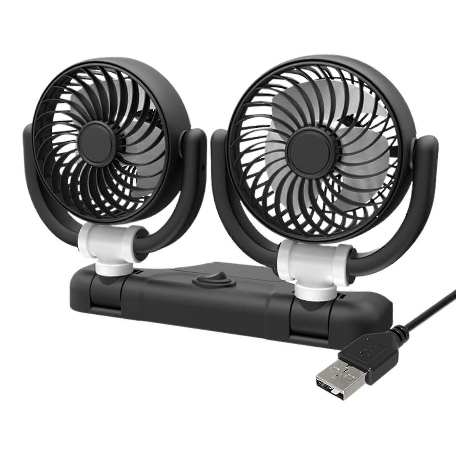 Dual Head Car Fan Portable Car Cooling Air Fan Fit For Dashboard Home RV