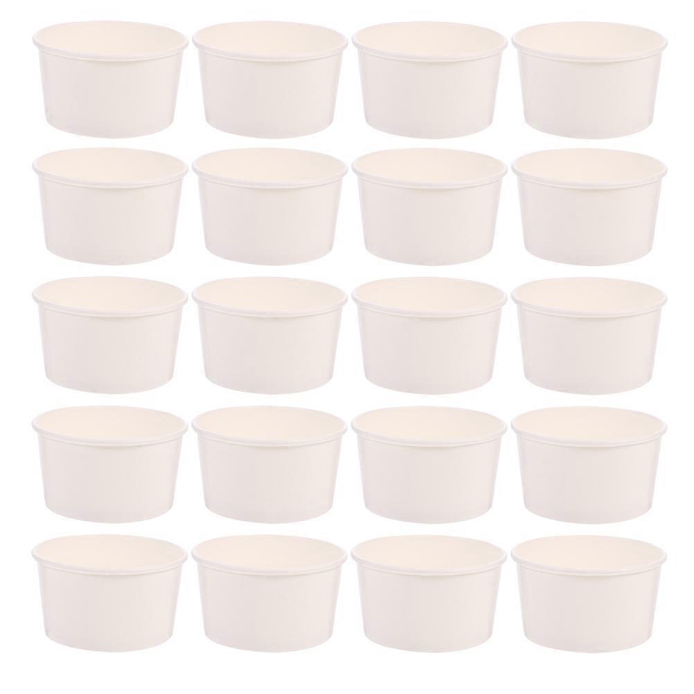 Ice Cream Cup Paper Disposable Cups for Yogurt 100Pcs White