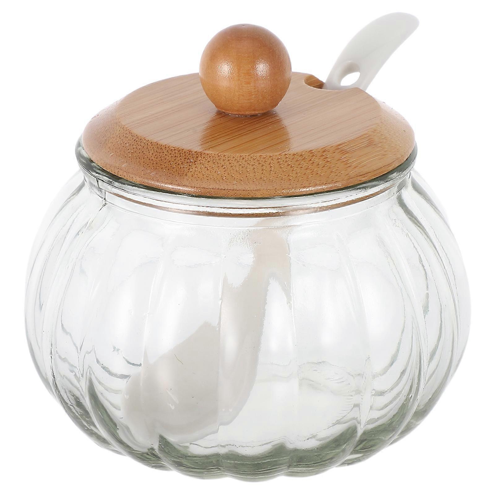 Glass Sugar Container Dispenser for Home Use 2Sets with Spoon Included