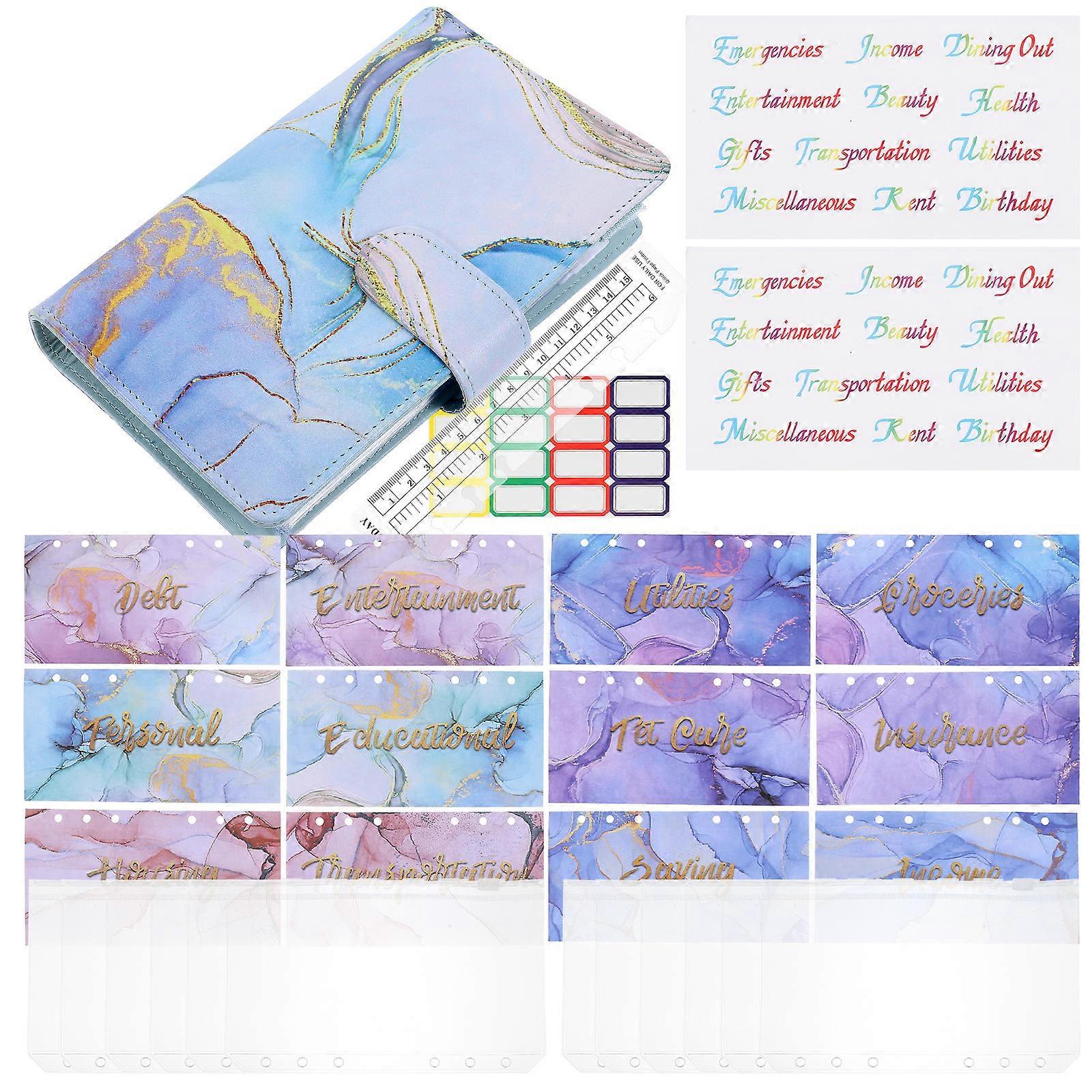 Portable Budget Binder Notebook Expense Tracking Papers For Students Office Workers Financial Planning In Sky-Blue 5 Sets