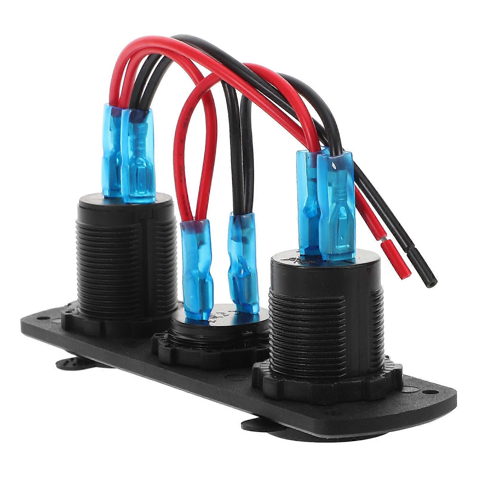 Car Charger Socket Panel for Central Control with 3Pcs USB Charger