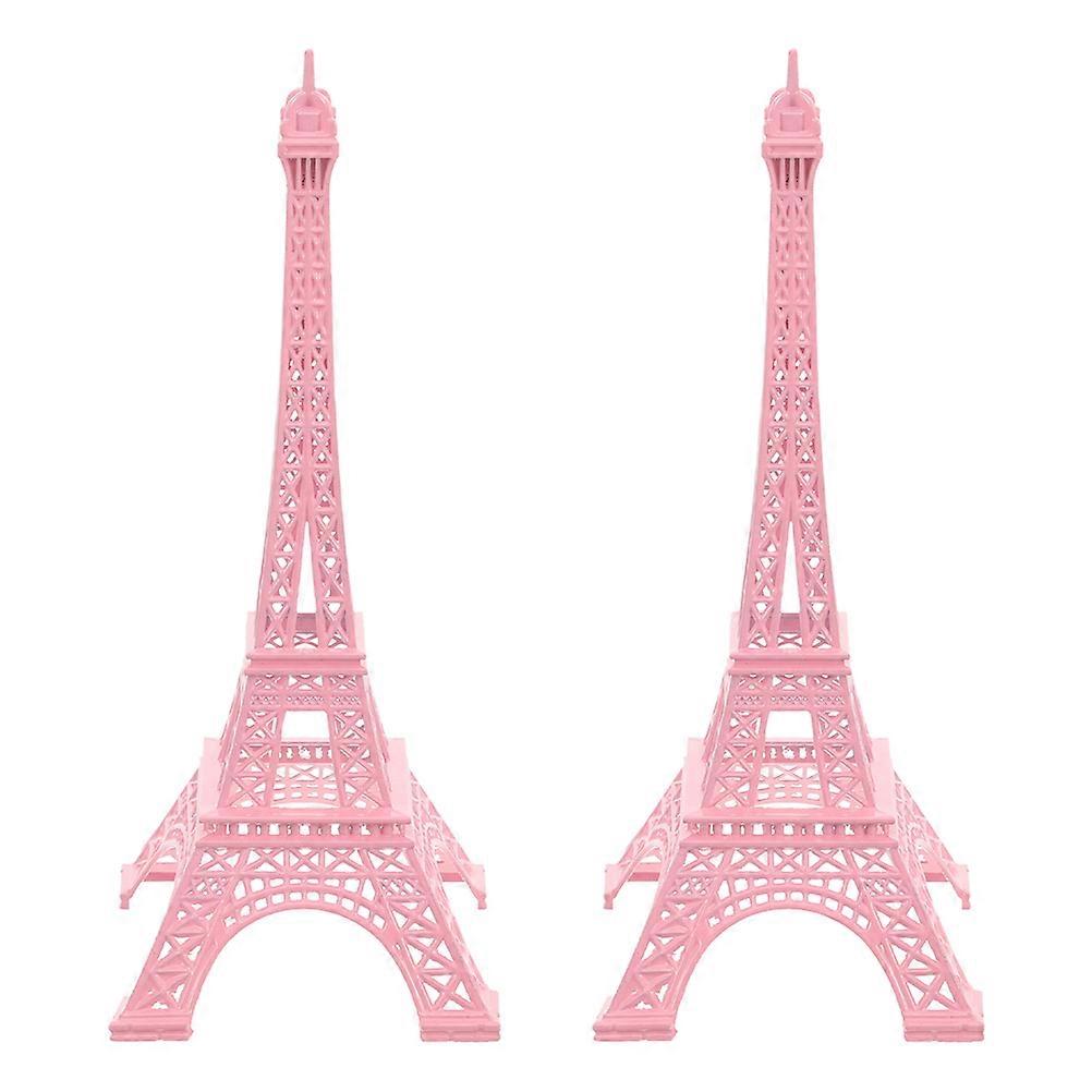 French Cake Topper Eiffel Tower Ornament for Decoration 6Pcs Pink Alloy Figurines