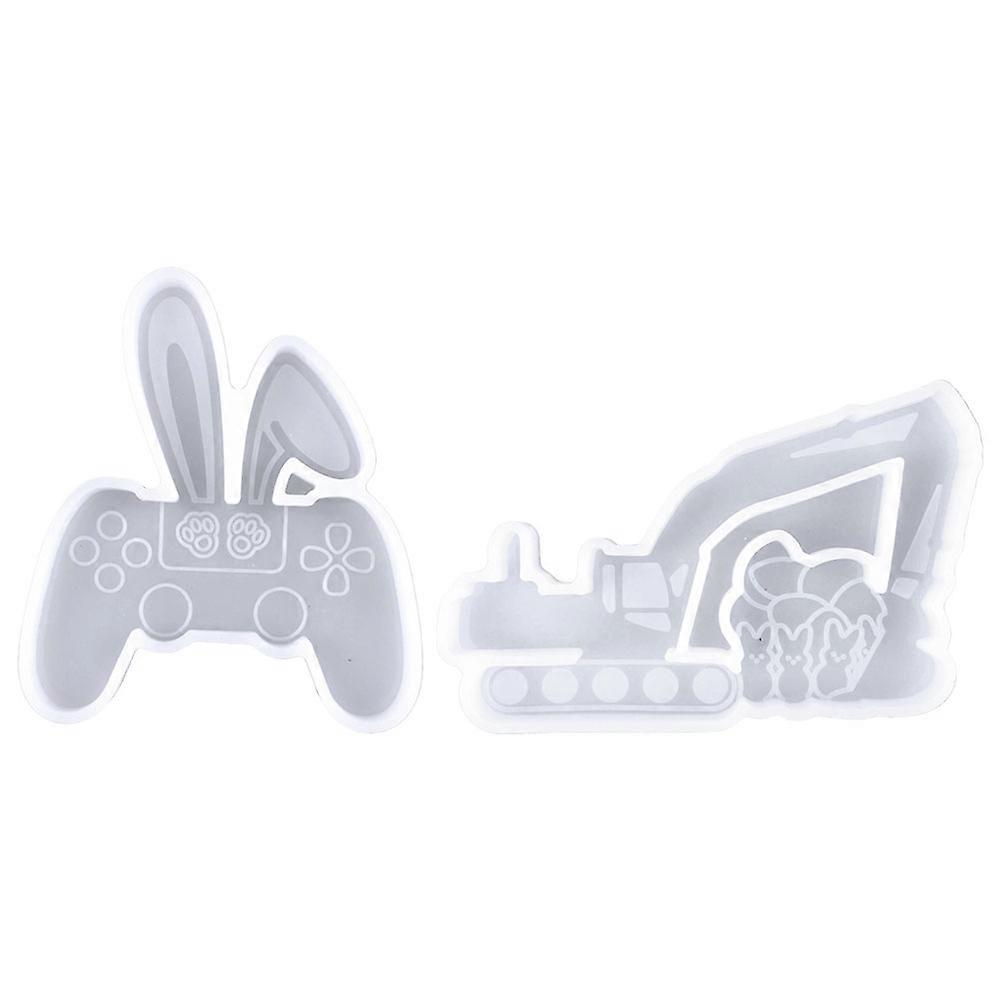 Flexible Silicone Molds for DIY 8Pcs Gamepad and Excavator Keychain Mold