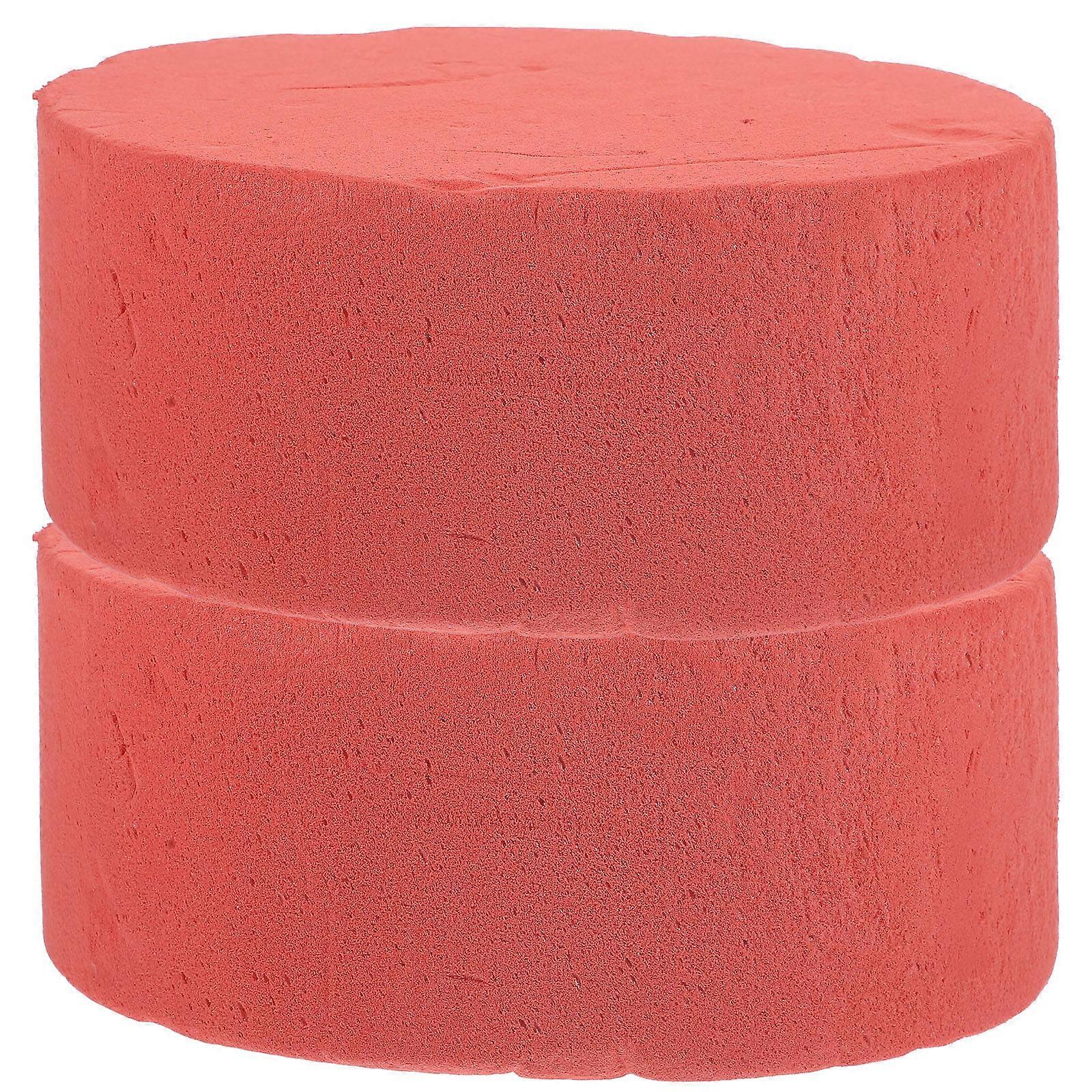 Flower Arrangement Maker 2Pcs Round Floral Mud Base For Home Use 19.50X19.50X8.00CM Red Water Storage