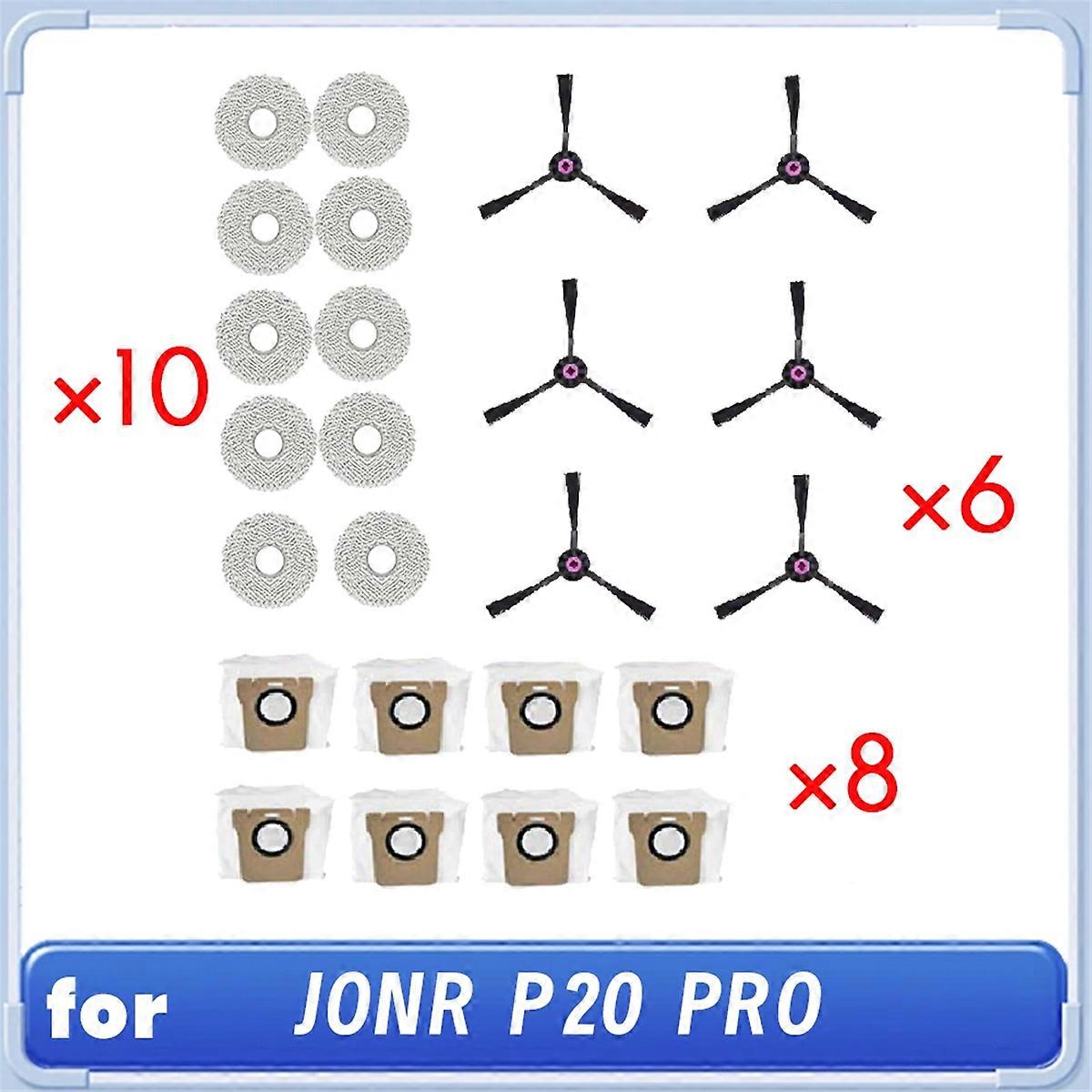 24 Pcs for P20 Pro Self Emptying Robot Vacuum Side Brush Rag Dust Bag Cleaner Parts Replacement