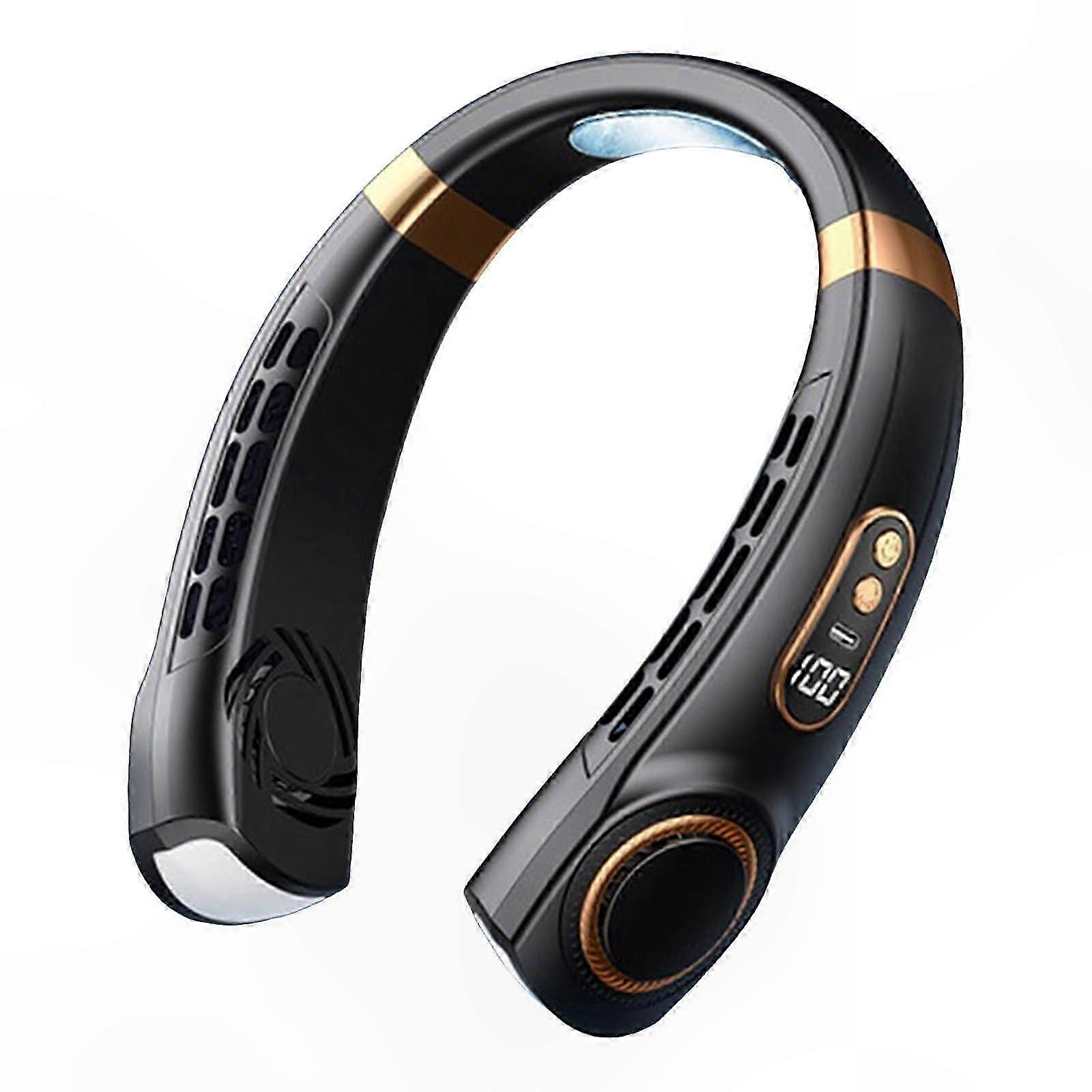 Portable Neck Fan with 360° Airflow, USB Rechargeable Handheld Fan, 5 Speed Settings, Compact and Lightweight Design (Black)