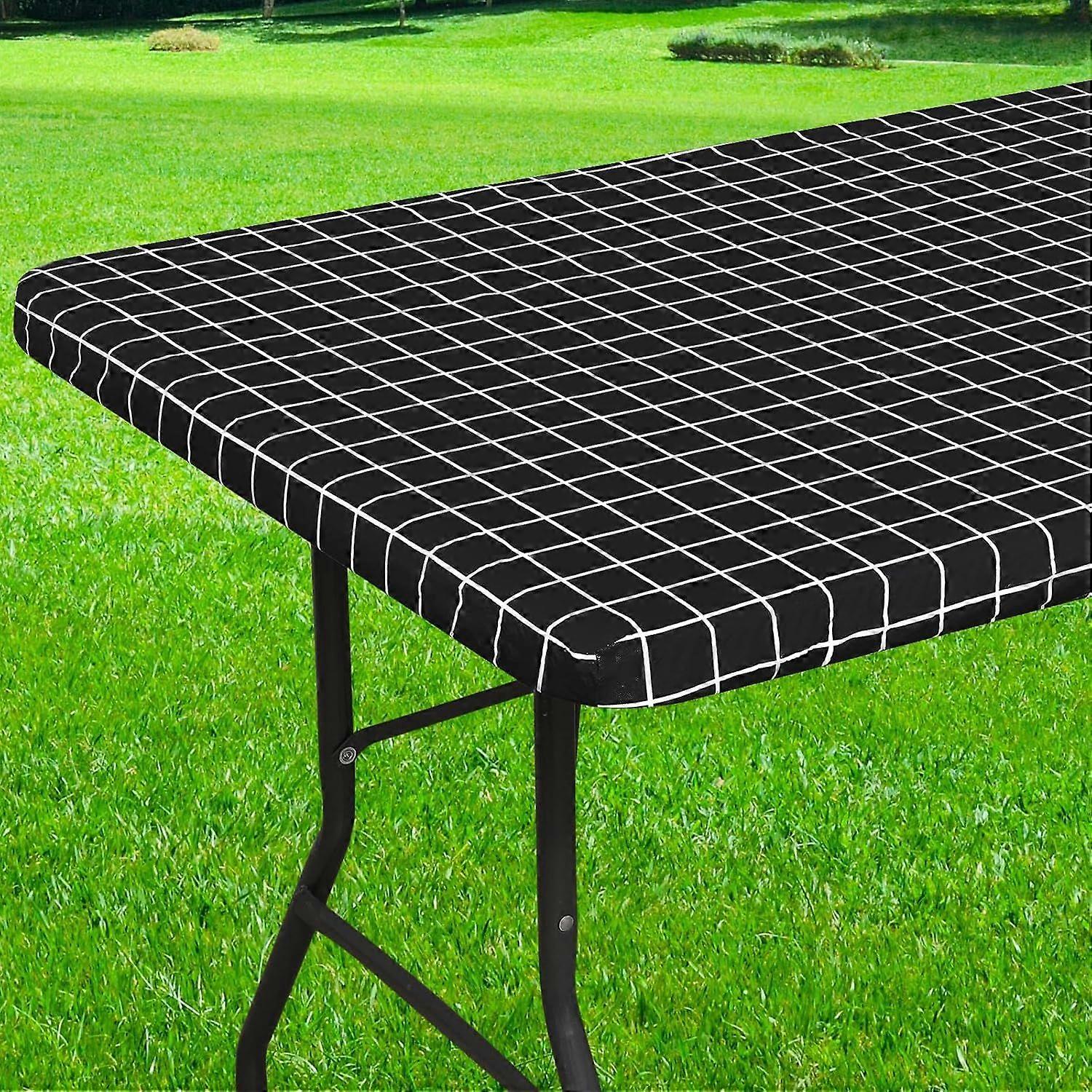 2025 Latest Model Rectangle Vinyl Table Cloth, Elastic Fitted Flannel Backed
