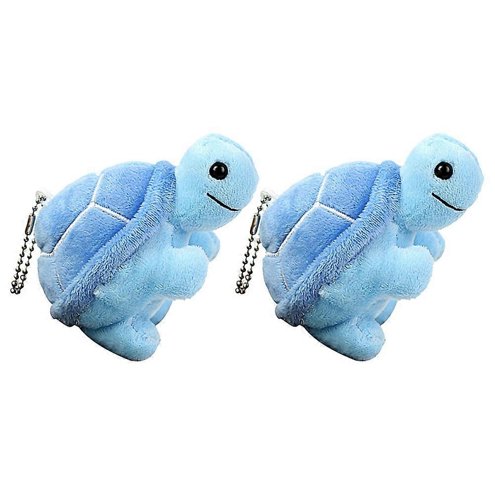 Blue Plush Turtle Keychain for Decor with 6Pcs Stuffed Turtle Pendants