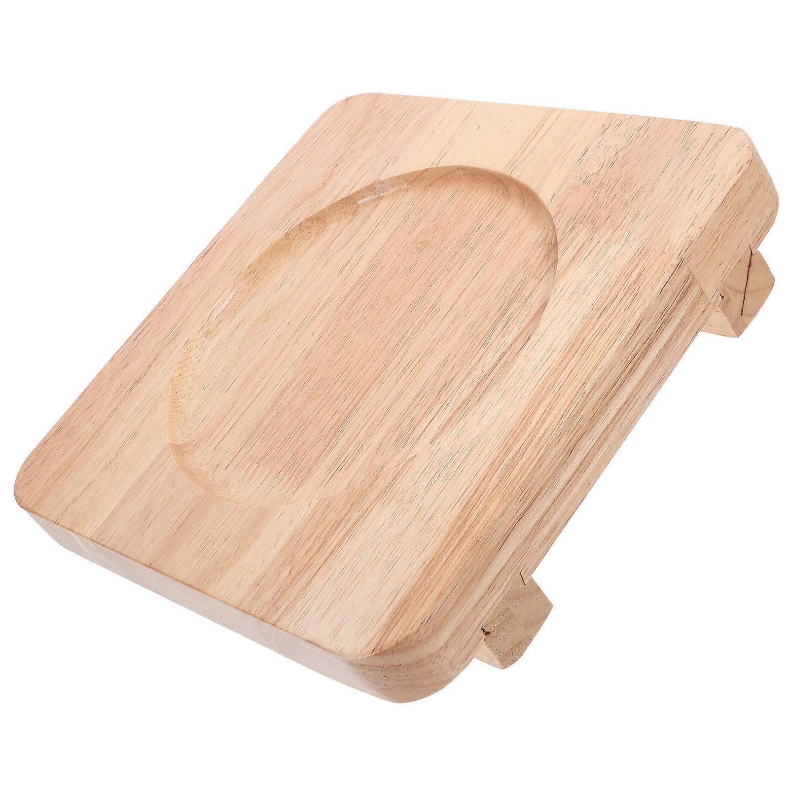 Wooden Casserole Mat For Kitchen Use Thickened Wood Design Khaki Color Stable Placement 1Set