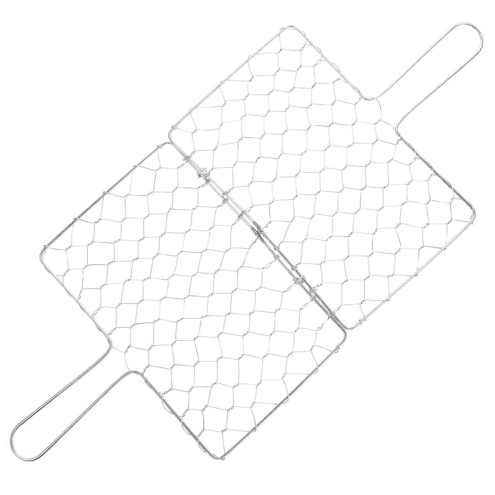 Barbecue Grill Basket Practical Grill Basket For Picnic And Camping With Silver Iron Material In 1Set