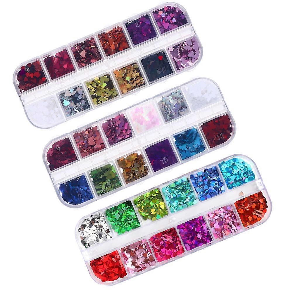 Nail Sequin Manicure Glitter for Decoration with 6 Boxes