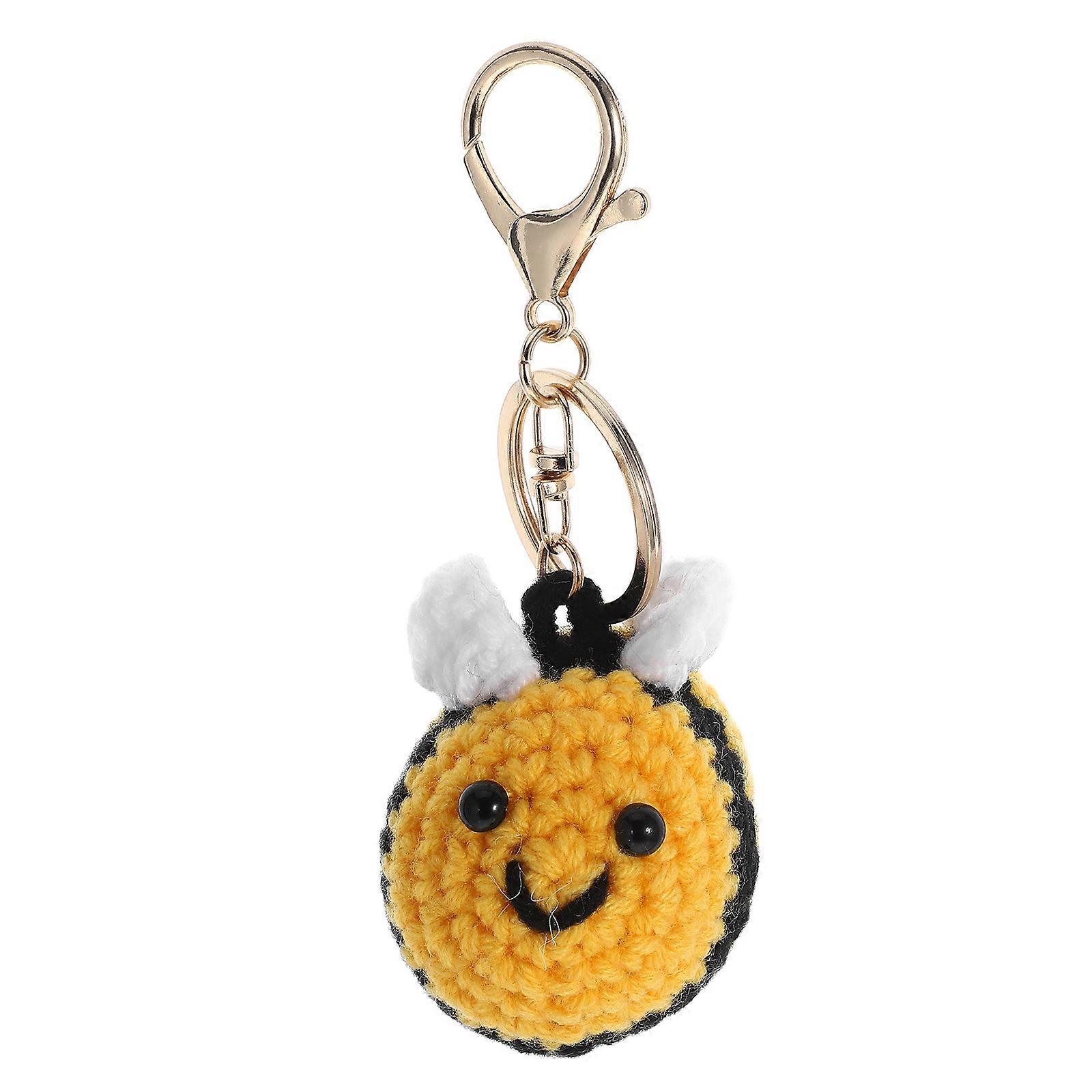 Bee Keychain Handmade Crochet Bee Keyring Decorative 5Pcs Set