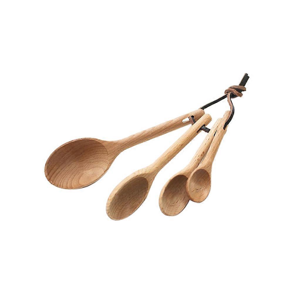 Measuring Spoons Set 4Pcs Beechwood for Baking Tool Use