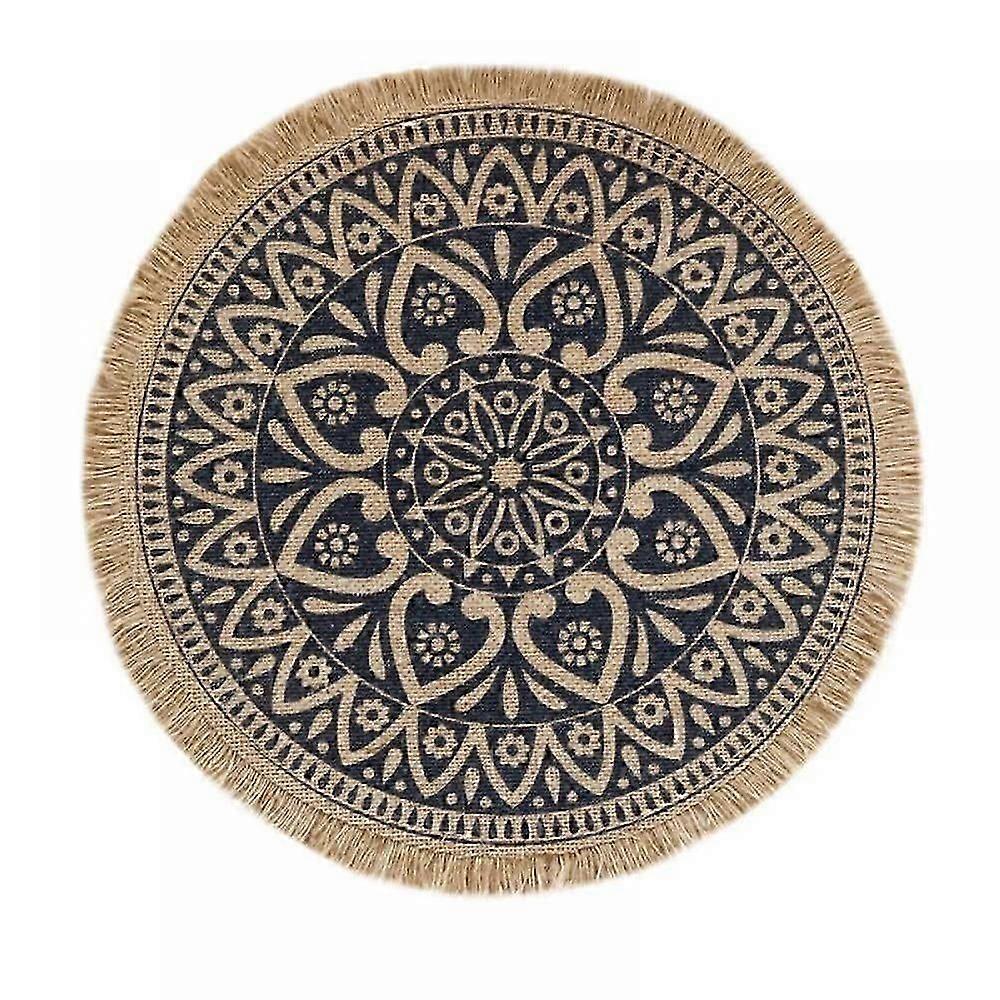 2025 Latest Model  Boho Round Placemats Set of 4, Jute Linen with Macrame Table Mats for Dining