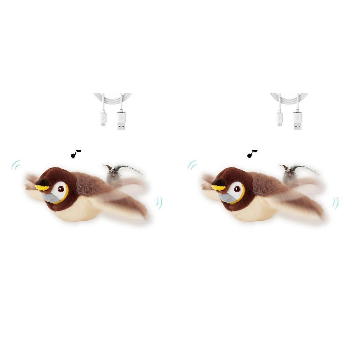 Interactive Chirping Bird Cat Toy Flapping Wings Bird