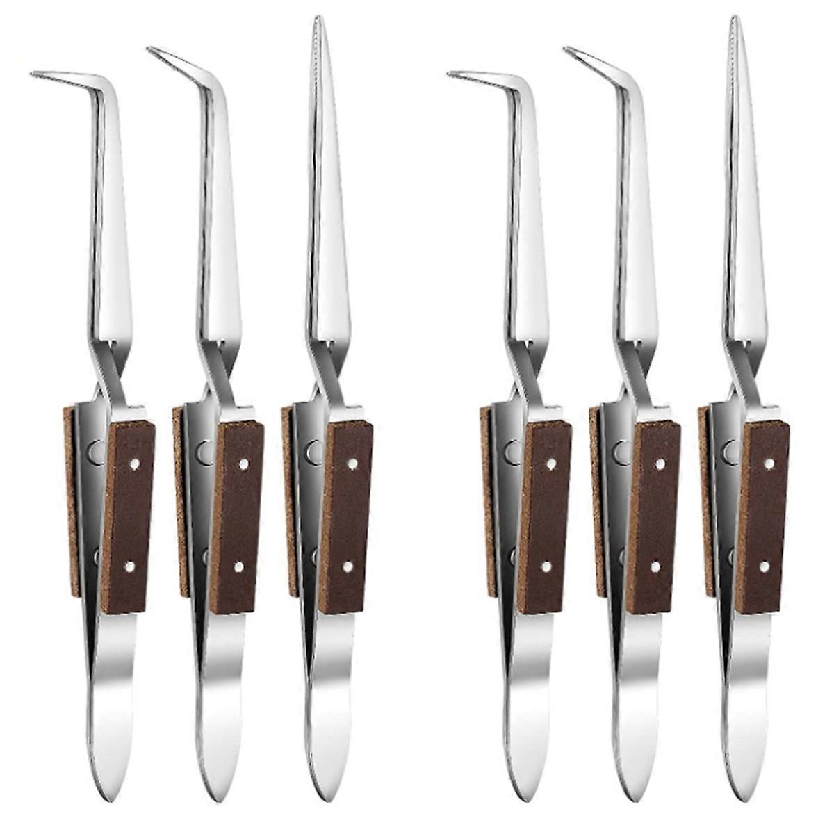 3Pcs Precision Reverse Tweezers, Pointed & Curved Tips Tweezer Set