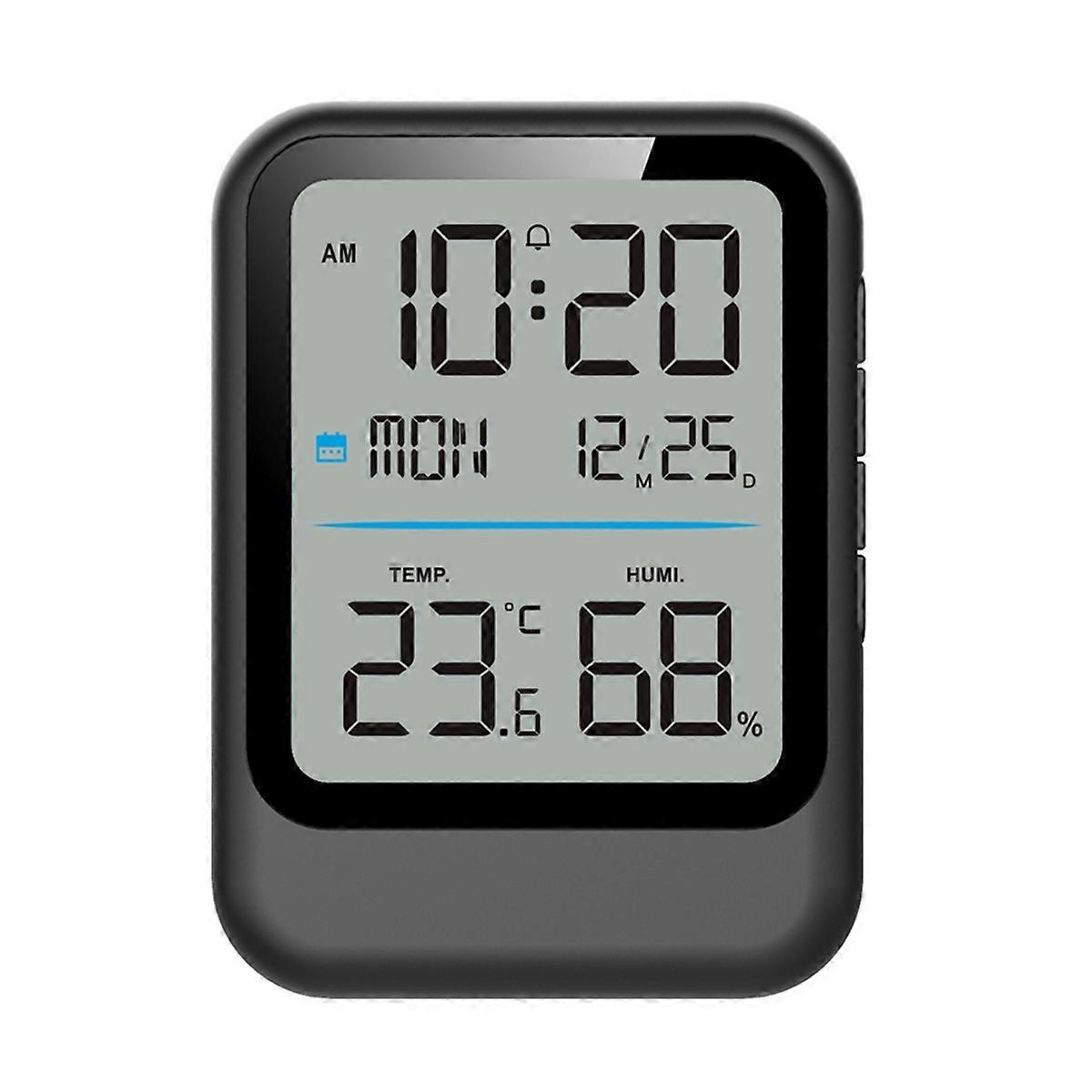 Digital Electronic Alarm Clock Temp Humidity Sensor Time Black