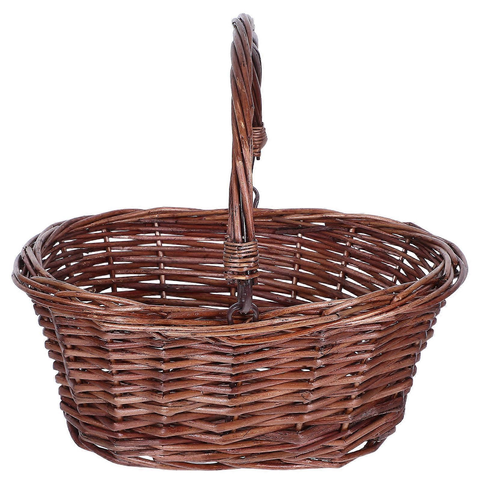 Willow Weaving Basket with Handle for Picnic Use 2Pcs Set