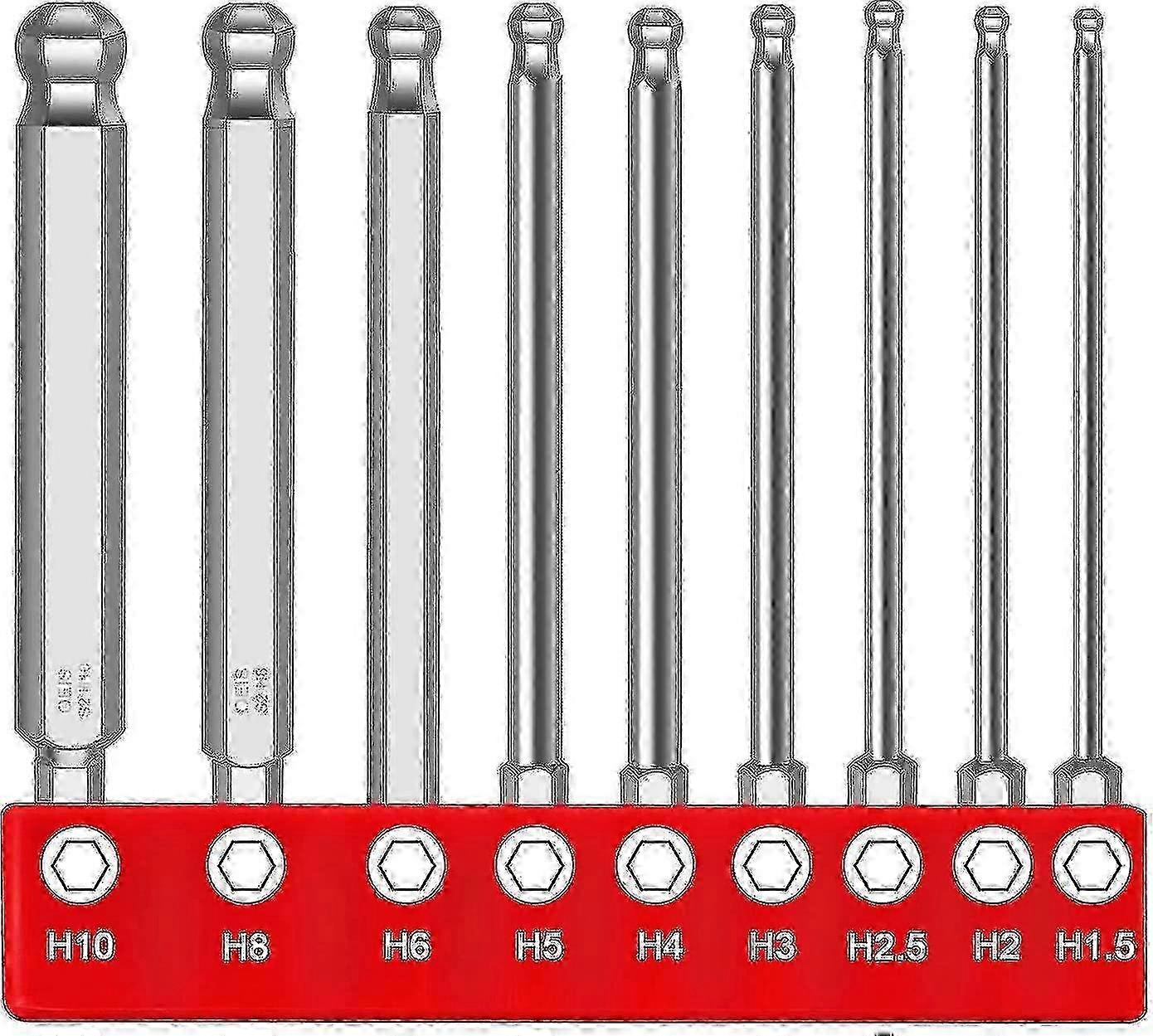 9pcs Ball End Hex Screwdriver 1.5/2/2.5/3/4/5/6/8mm/10mm Hex Socket Ball End Screwdriver Set