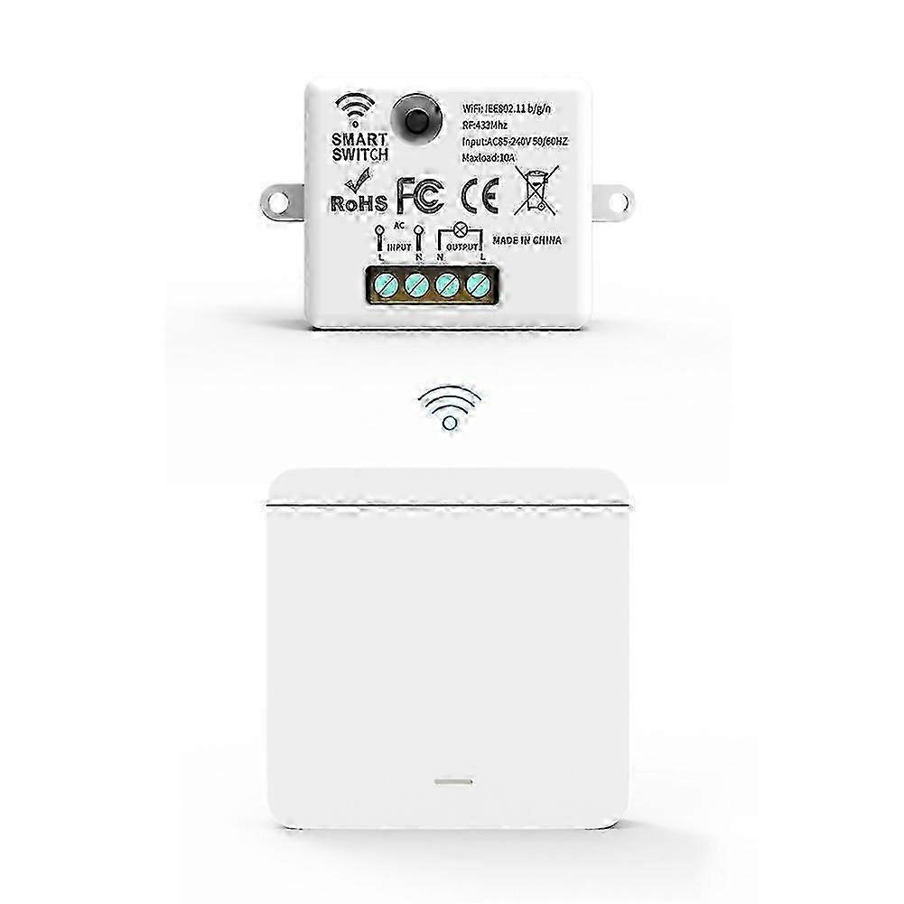 Wireless Light Wall Switch 433Mhz Relay Receiver with 1x1Gang Panel Switch LED Remote Control for LE