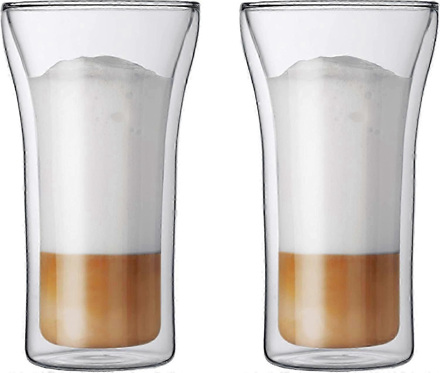 Double-Wall Insulated Glass Drinking Glasses 2-Piece Set 13.5 Ounce 0.4 Liter Capacity