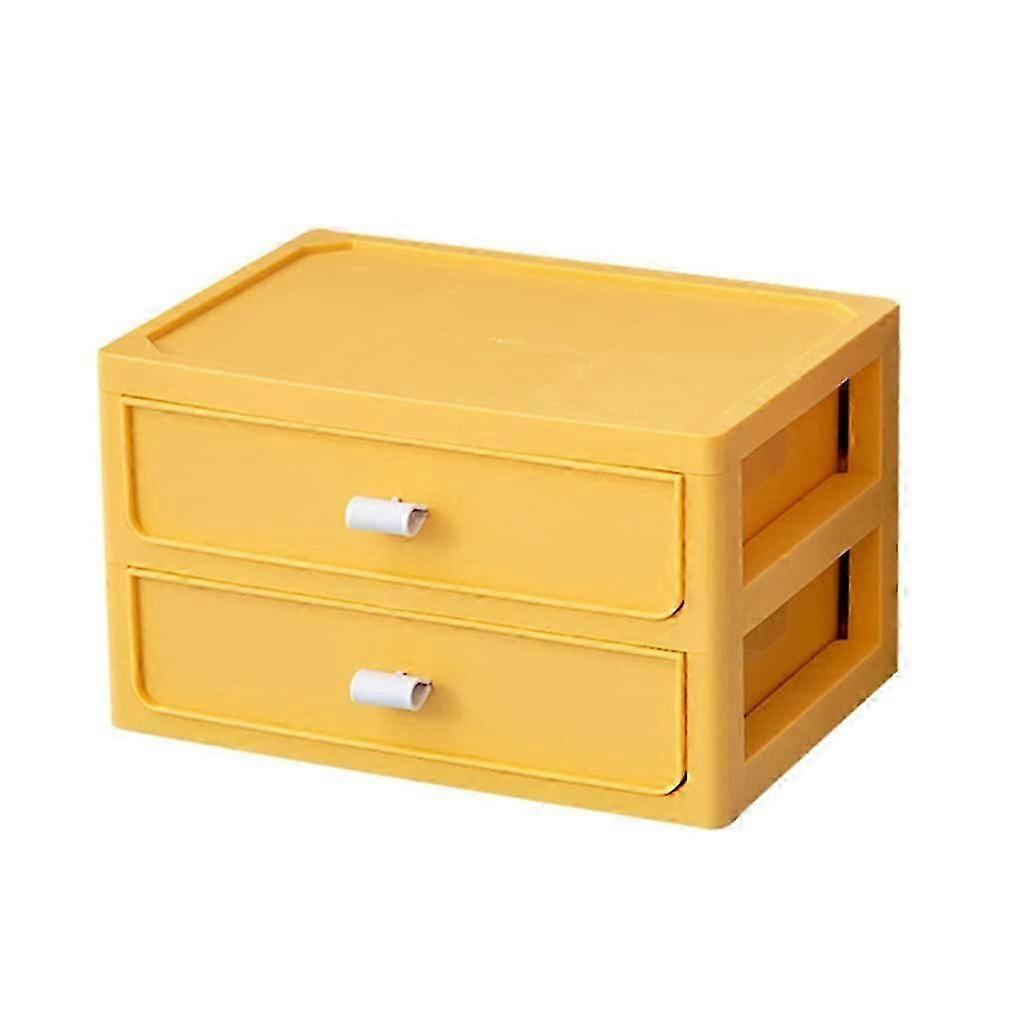 Practical Book Storage Box for Book Room, Stackable Box with Large Capacity, Study Organizer MultiLayer Case for Men and Women, Yellow 2Layer