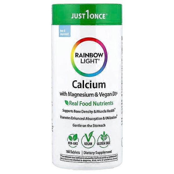 Rainbow Light, Calcium with Magnesium & Vegan D3+, 180 Tablets
