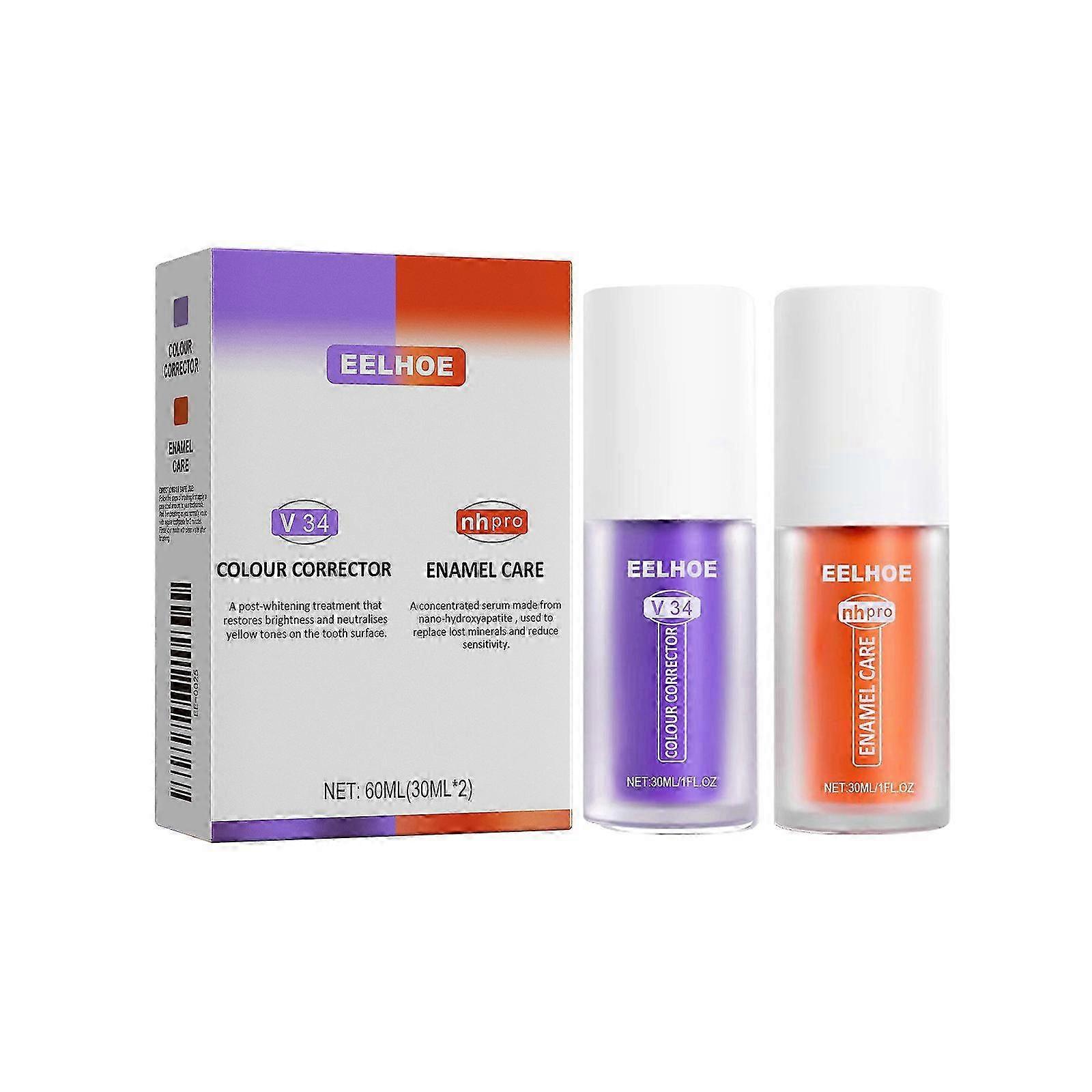 V34+NHpro Toothpaste, Tooth Whitening+Restoration Kit, Tooth Enamel & Fresh Breath Pump Type Toothpaste Teeth