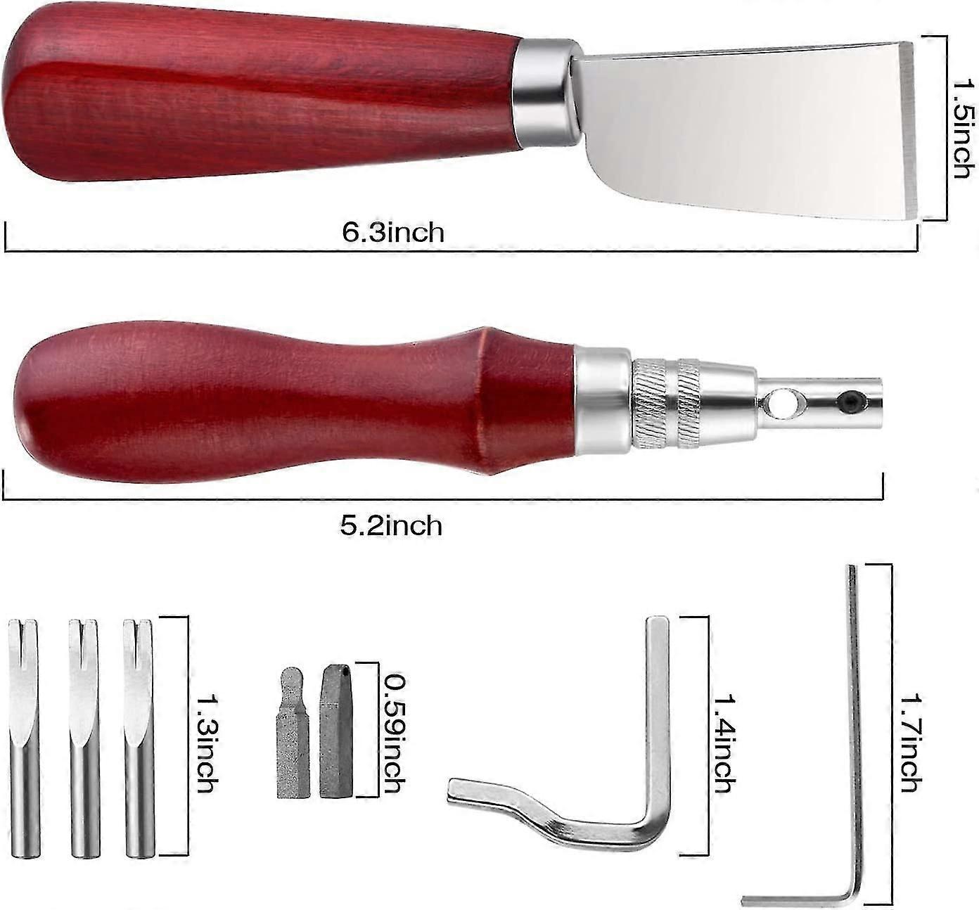 7 In 1 Leather Groover Tool And Leather Cutting Knife Set Adjustable Stitching