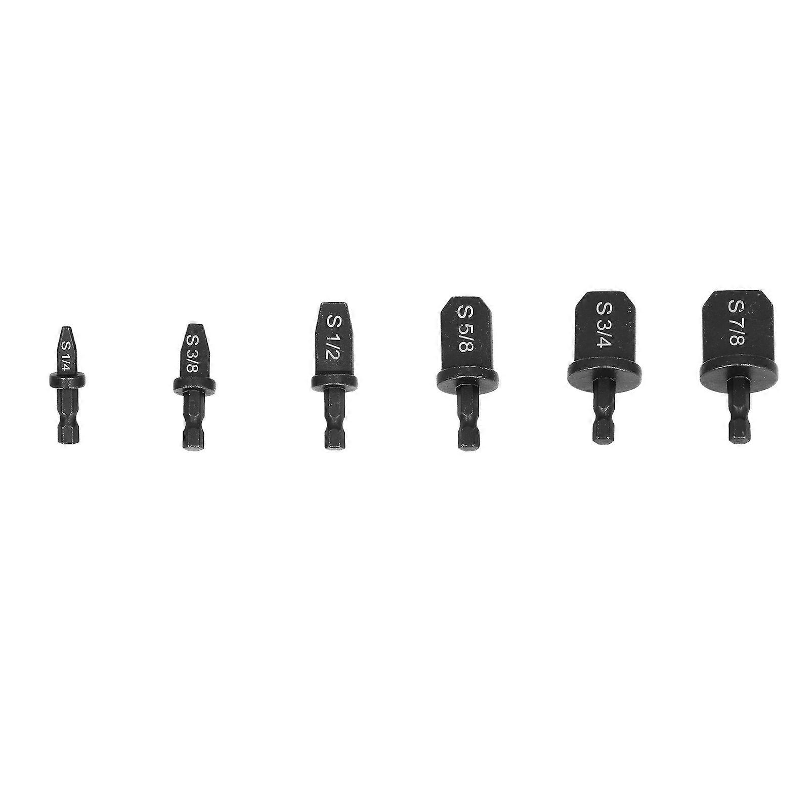 6Pcs Swaging Tool Drill Bit Set Hex Triangular Handle Manual Copper Pipe Flaring Tool HVAC Repairing Set