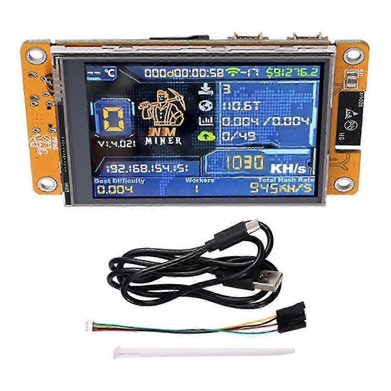 Upgraded 850KH/S Harshrate NMMiner with 2.8 Inch Smart Display Bitcoin Crypto Solo Lottery Miner Ne