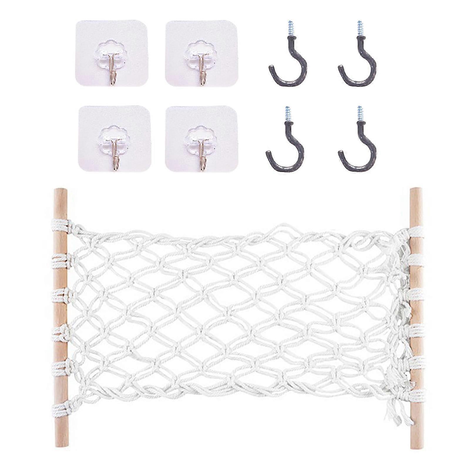 Hanging Fruit Basket Macrame Fruit Hammock Compatible with Kitchen Under Cabinet, Boho Hanging Basket with Hooks for Storing Fruits